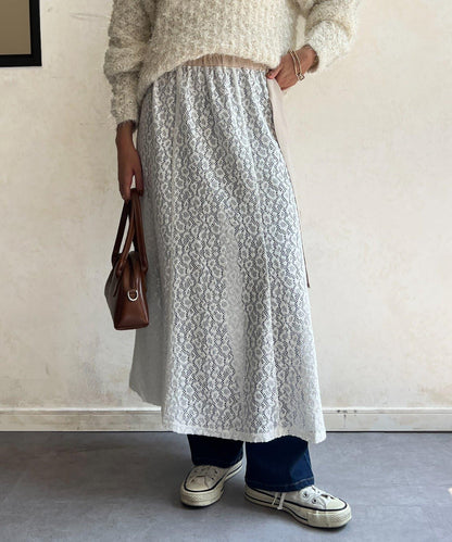 層疊喇叭蕾絲半身裙