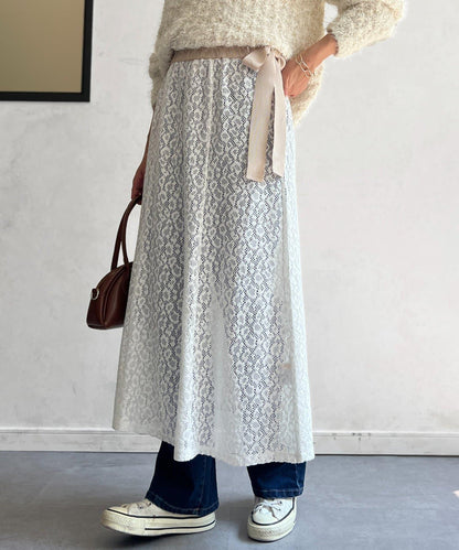 層疊喇叭蕾絲半身裙