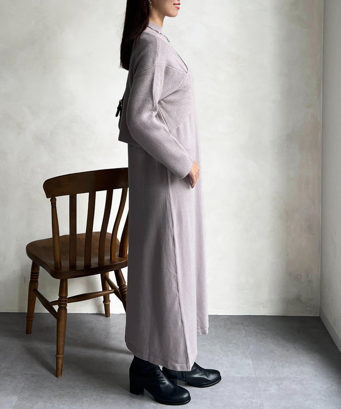 交叉套頭針織連衣裙