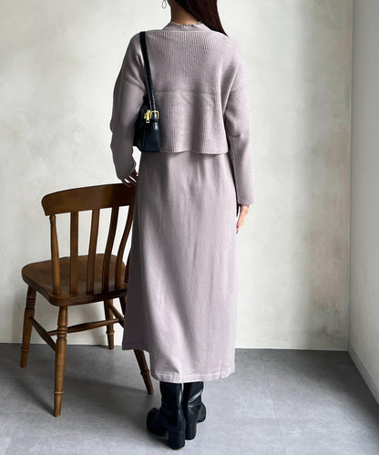 交叉套頭針織連衣裙