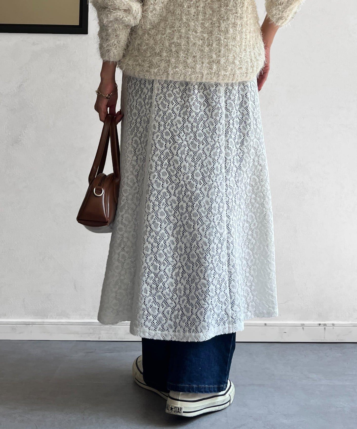 層疊喇叭蕾絲半身裙