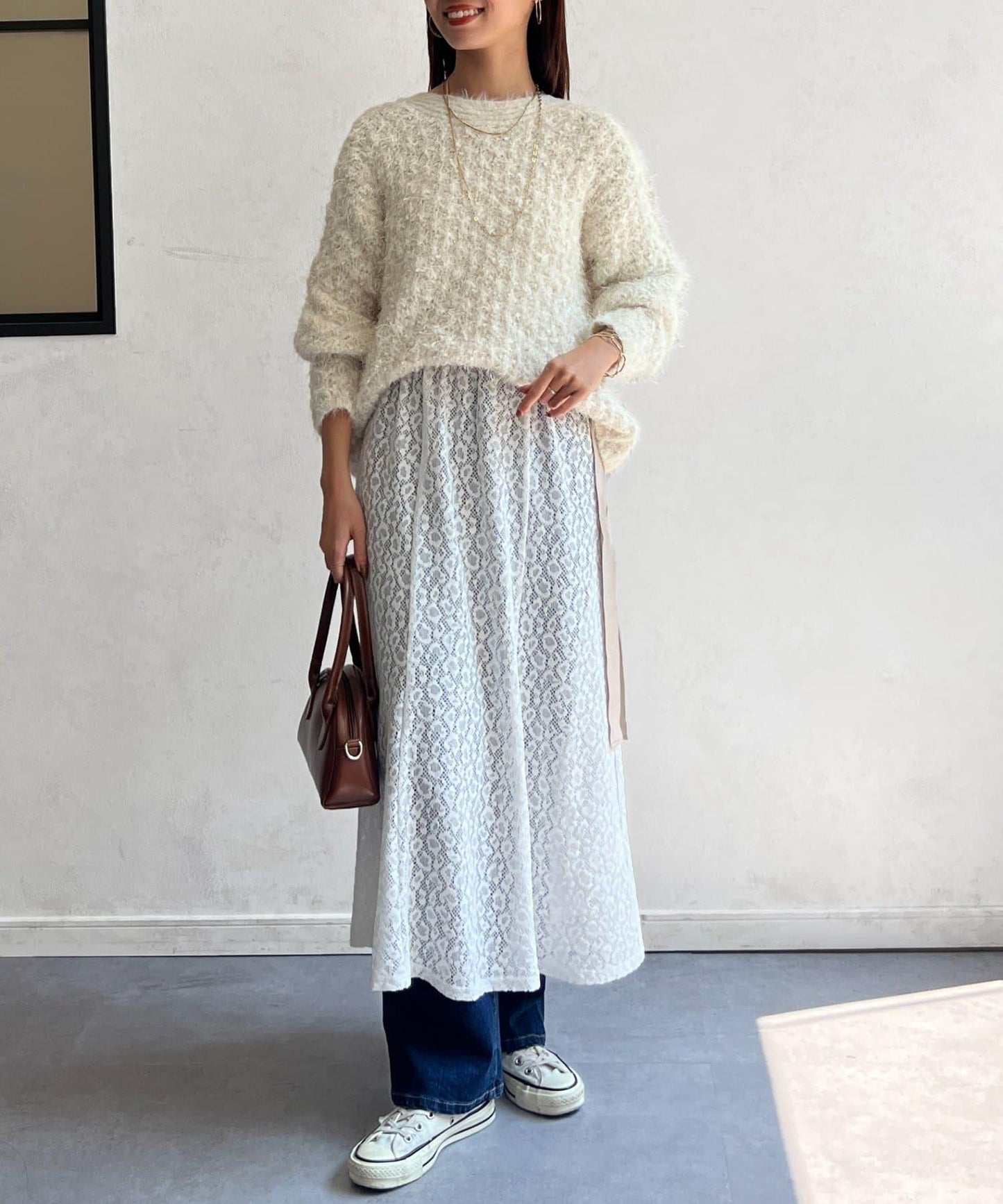 層疊喇叭蕾絲半身裙