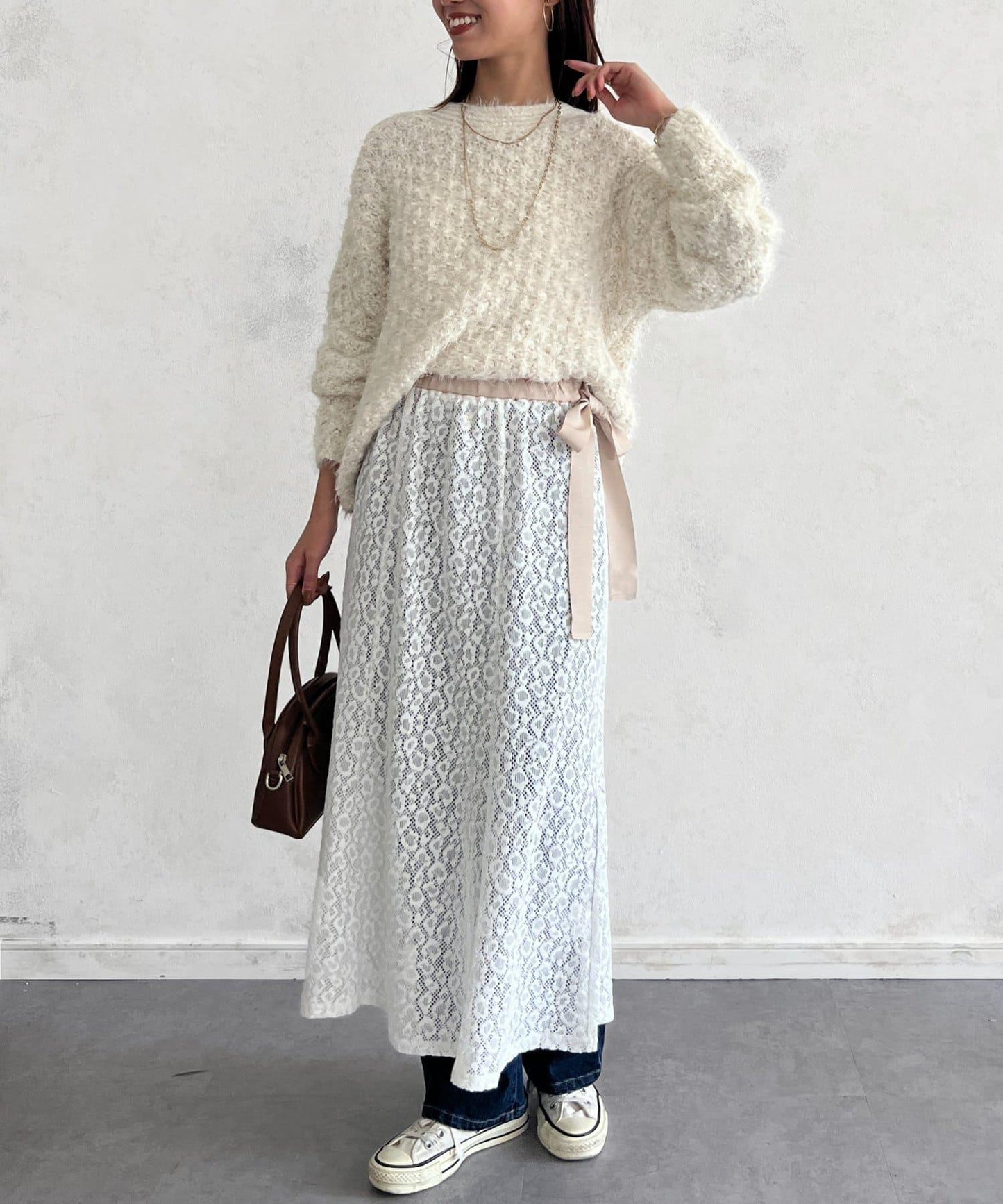 層疊喇叭蕾絲半身裙