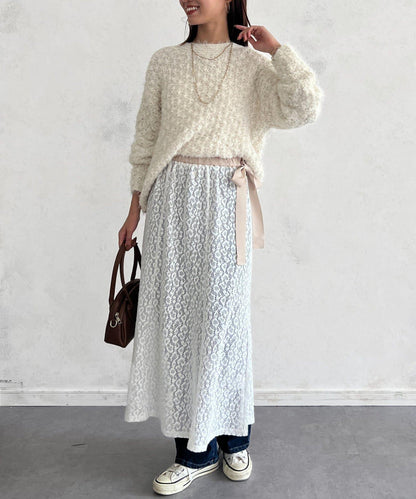 層疊喇叭蕾絲半身裙
