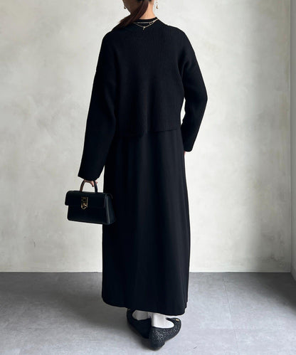 交叉套頭針織連衣裙