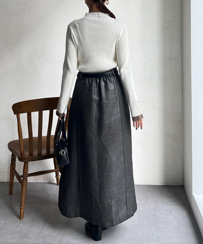 袖口紐扣高領套頭衫