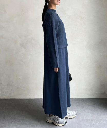 交叉套頭針織連衣裙