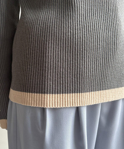 袖口紐扣高領套頭衫