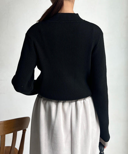 袖口紐扣高領套頭衫