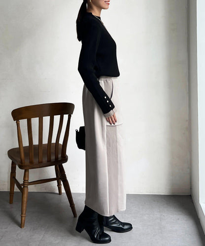 袖口紐扣高領套頭衫