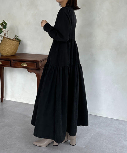 前拉鍊層疊連衣裙