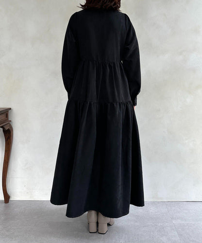 前拉鍊層疊連衣裙