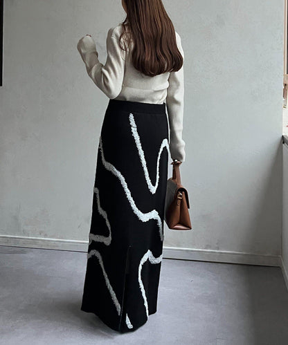 不對稱領口紐扣羅紋針織衫