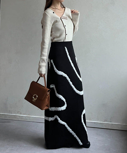 不對稱領口紐扣羅紋針織衫