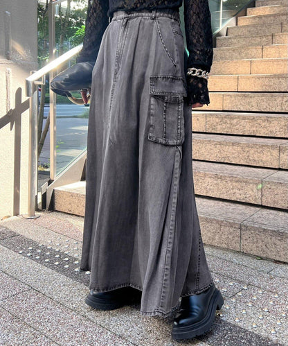 [MAO聯名]天絲牛仔工裝半身裙