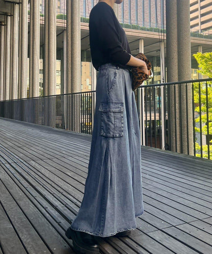 [MAO聯名]天絲牛仔工裝半身裙