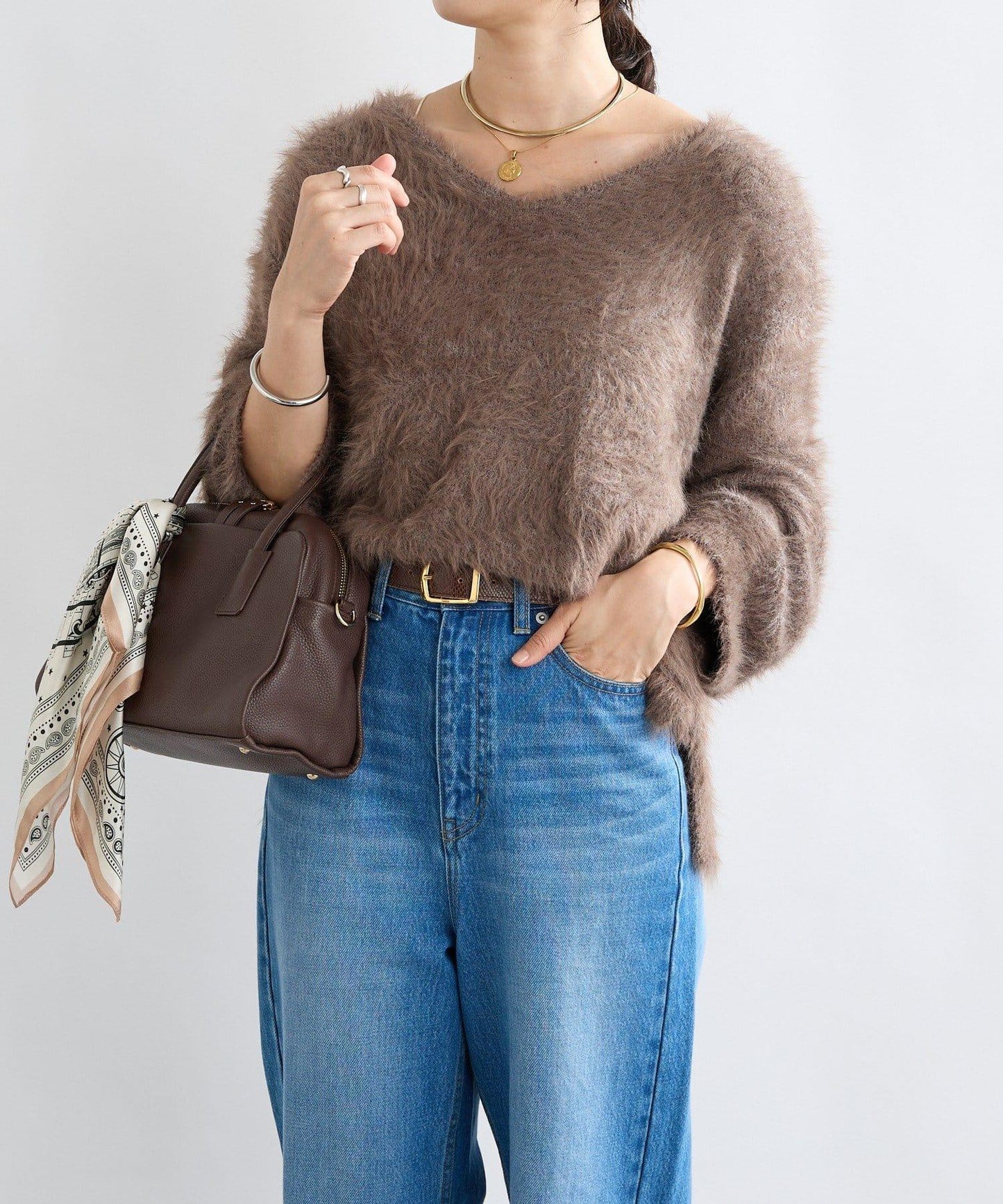 【復刻/前後兩穿】混色羽毛兩穿針織衫