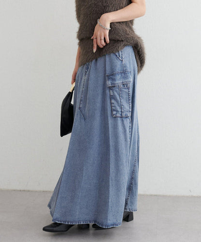 [MAO聯名]天絲牛仔工裝半身裙