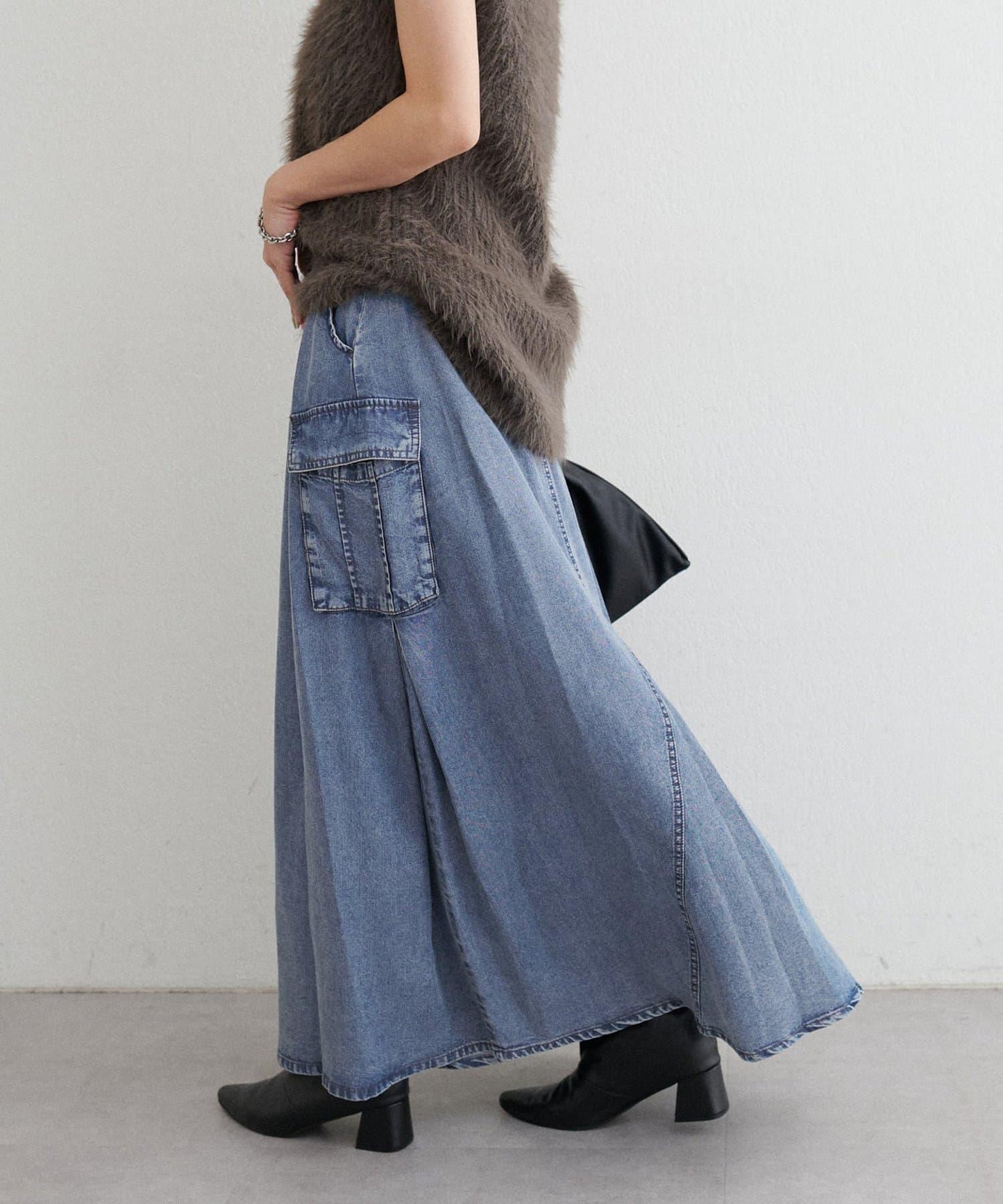 [MAO聯名]天絲牛仔工裝半身裙