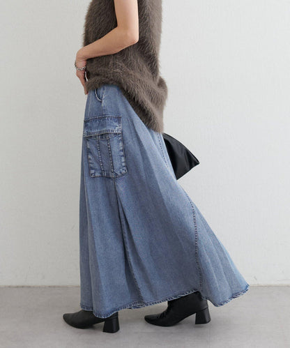 [MAO聯名]天絲牛仔工裝半身裙