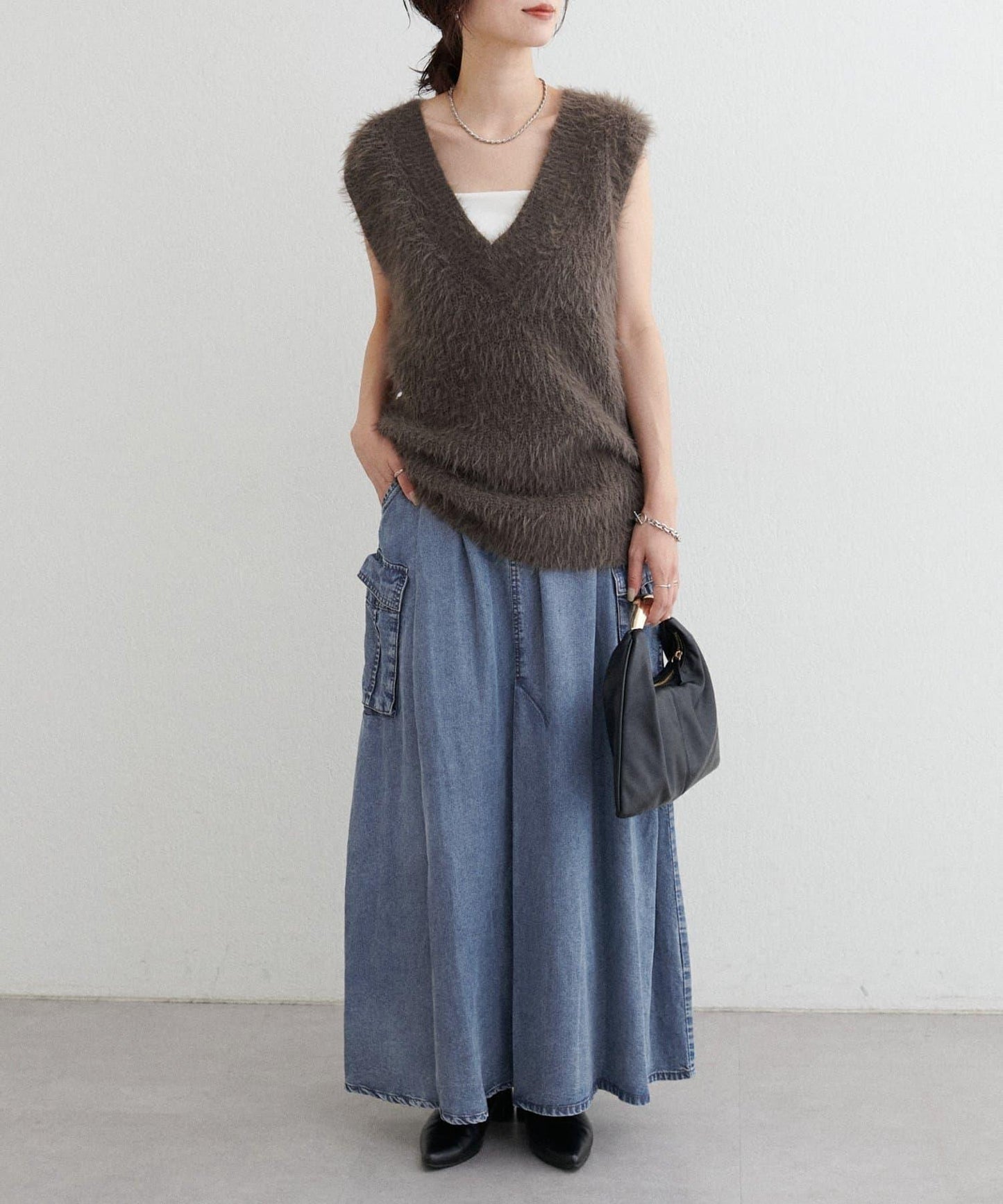 [MAO聯名]天絲牛仔工裝半身裙