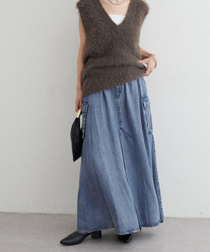 [MAO聯名]天絲牛仔工裝半身裙