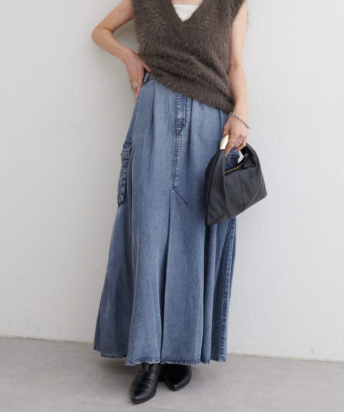 [MAO聯名]天絲牛仔工裝半身裙