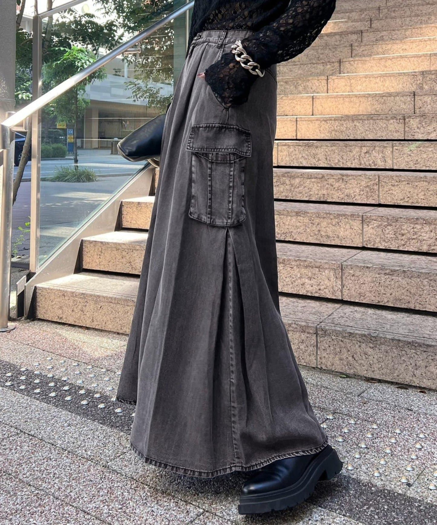 [MAO聯名]天絲牛仔工裝半身裙