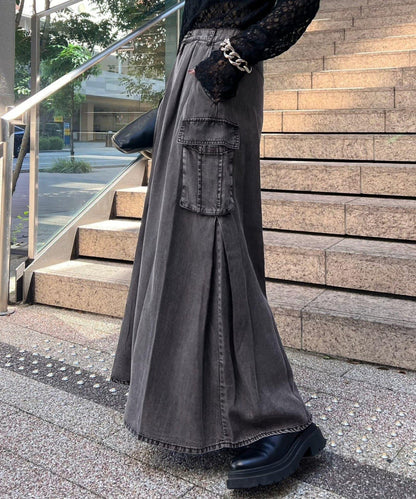 [MAO聯名]天絲牛仔工裝半身裙