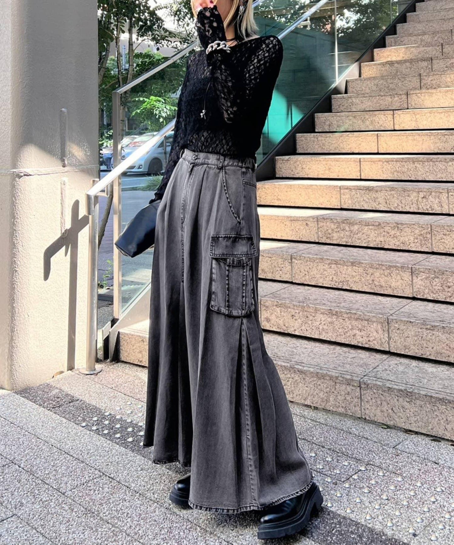 [MAO聯名]天絲牛仔工裝半身裙