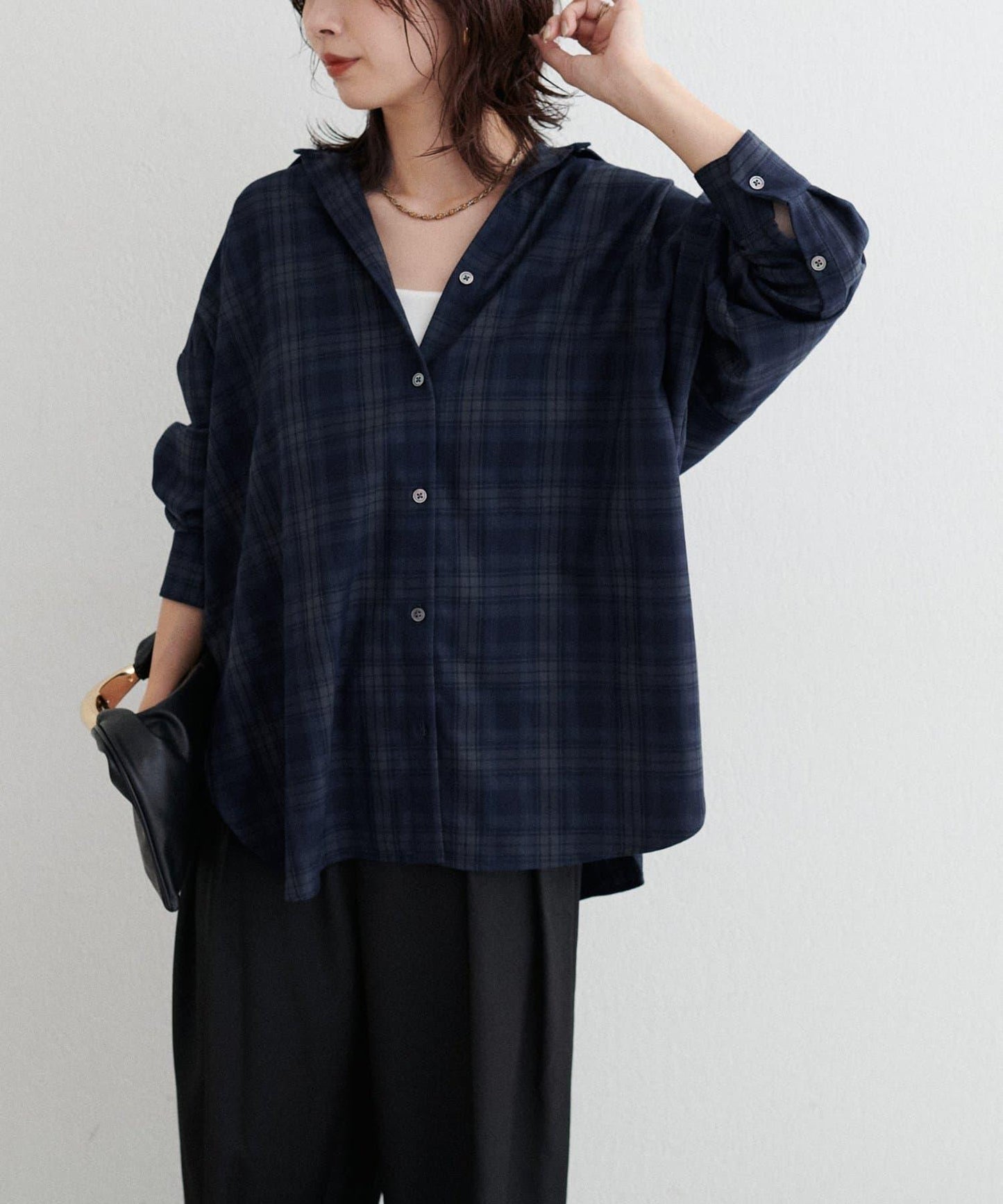 格紋襯衫套頭衫