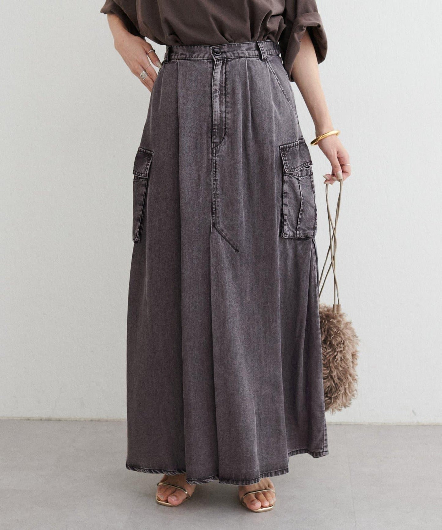 [MAO聯名]天絲牛仔工裝半身裙