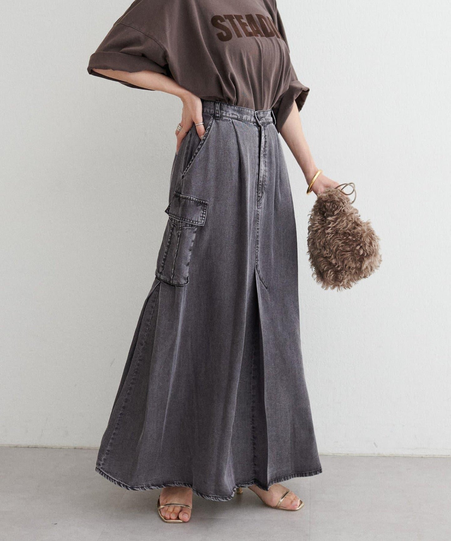 [MAO聯名]天絲牛仔工裝半身裙