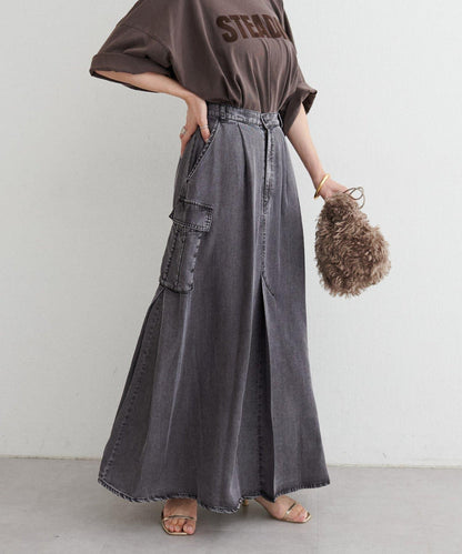 [MAO聯名]天絲牛仔工裝半身裙