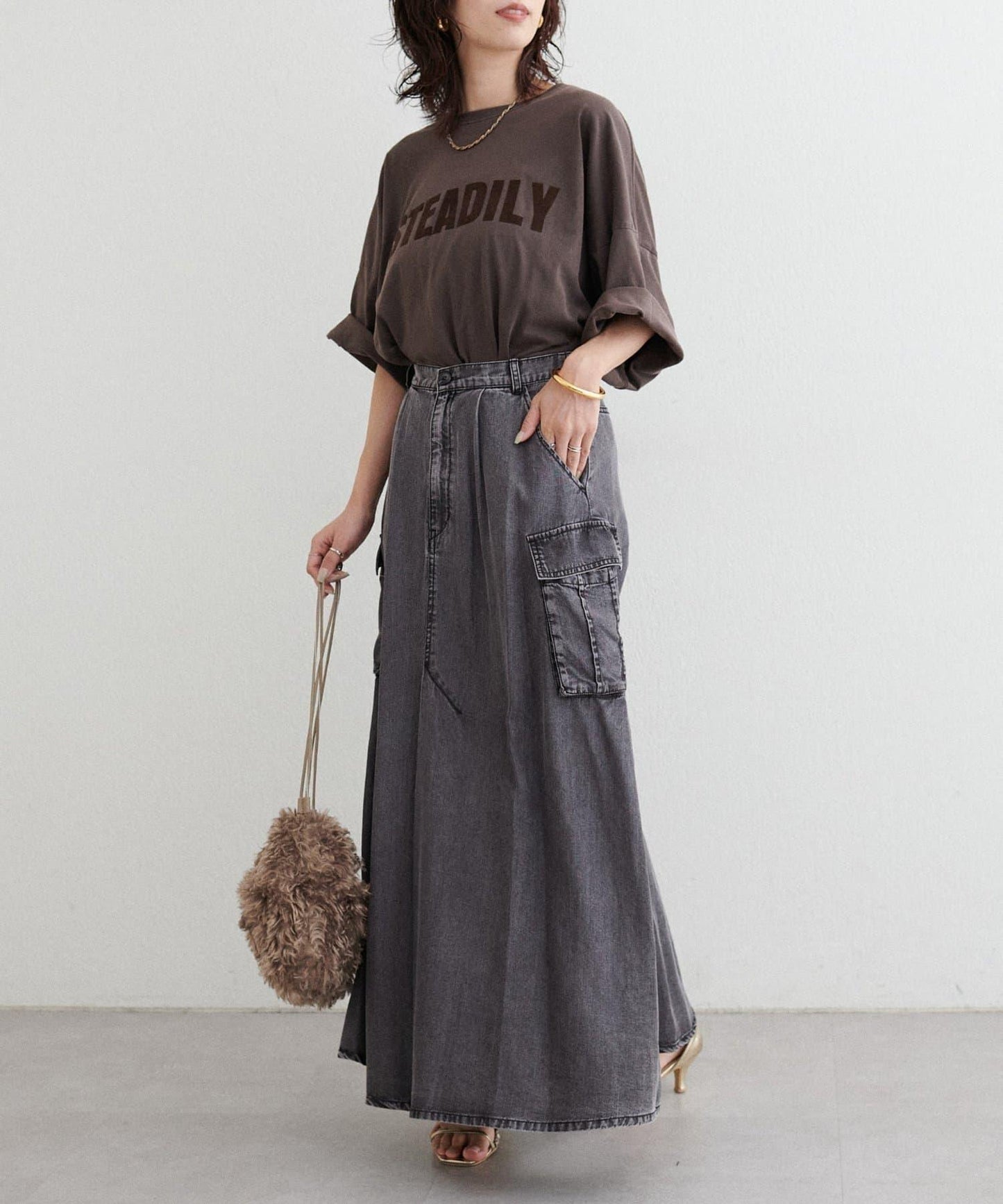 [MAO聯名]天絲牛仔工裝半身裙