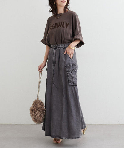 [MAO聯名]天絲牛仔工裝半身裙