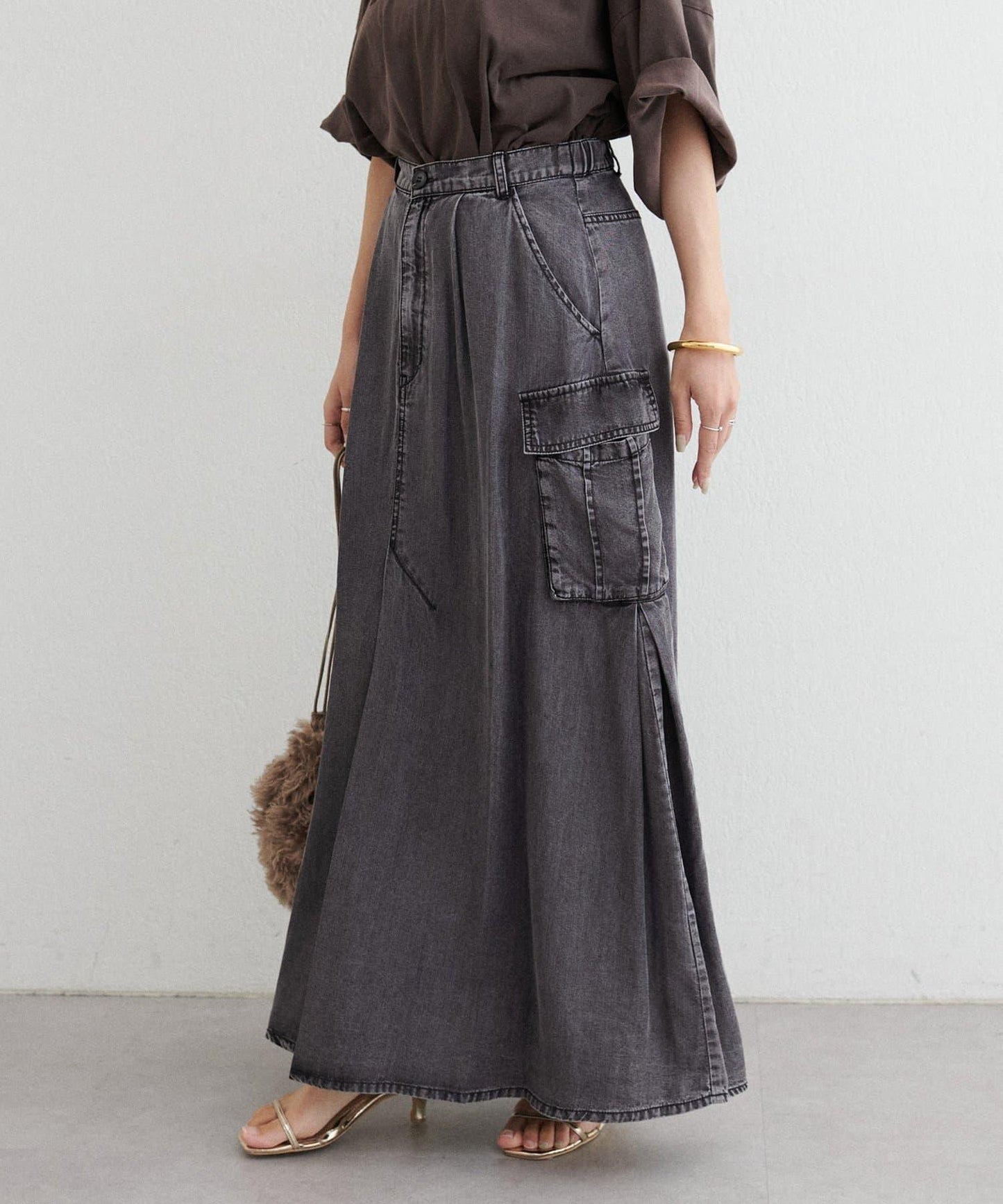 [MAO聯名]天絲牛仔工裝半身裙