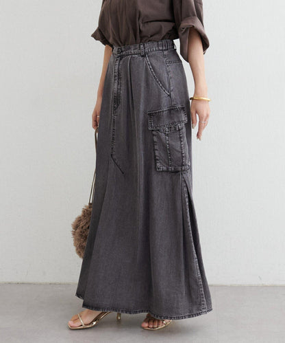 [MAO聯名]天絲牛仔工裝半身裙