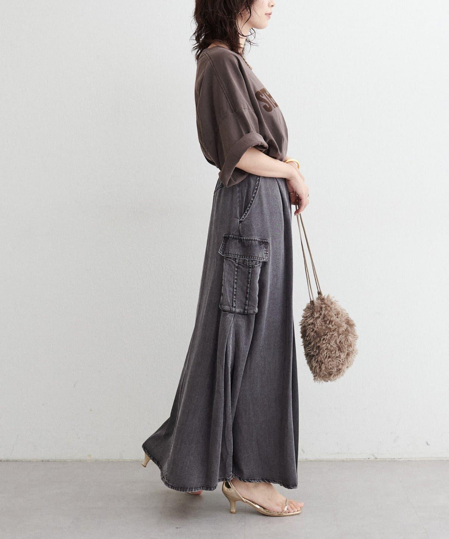 [MAO聯名]天絲牛仔工裝半身裙