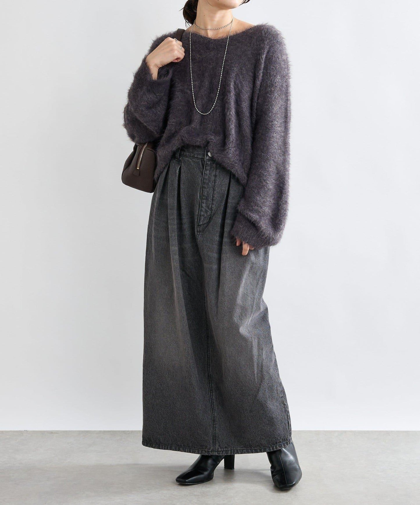 【MONN.:.(モン)】褶襉繭型長裙