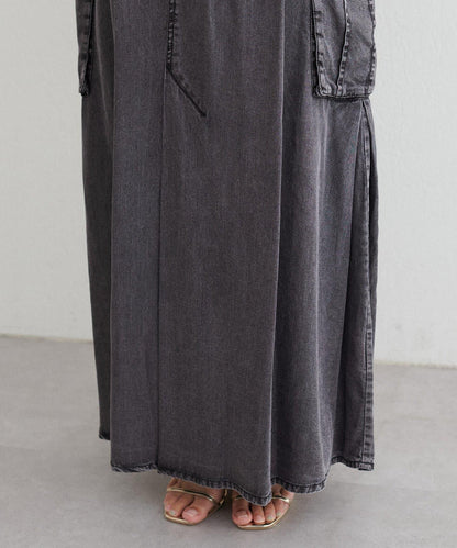 [MAO聯名]天絲牛仔工裝半身裙