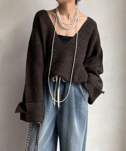 深V寬袖套頭衫