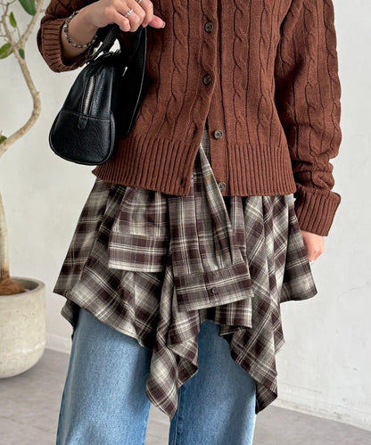 格紋包裹式迷你裙