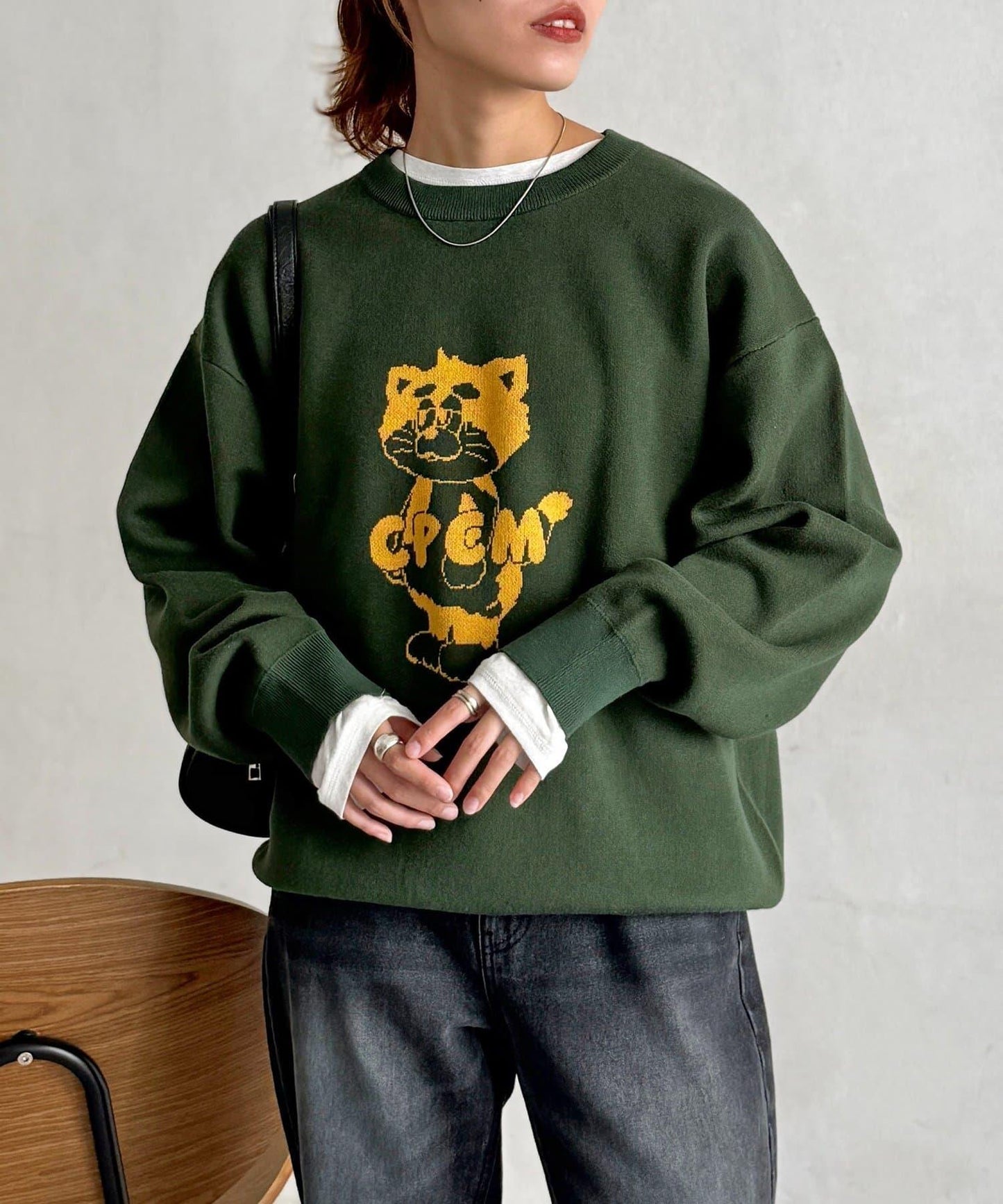 【ANYMAL】吉祥物角色衛衣風針織衫