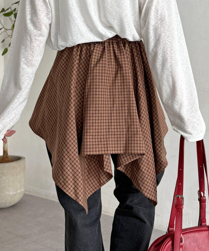 格紋包裹式迷你裙