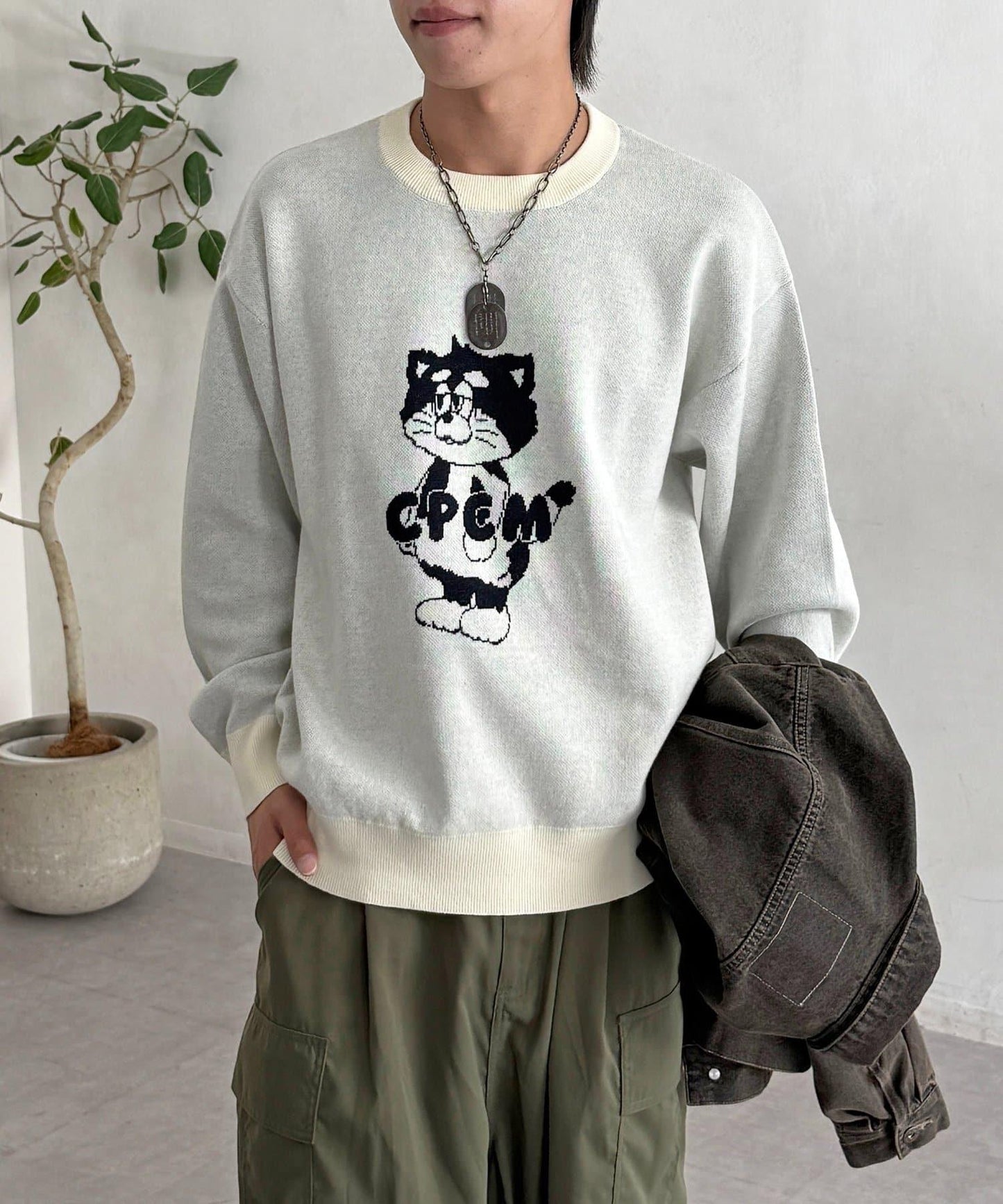 【ANYMAL】吉祥物角色衛衣風針織衫