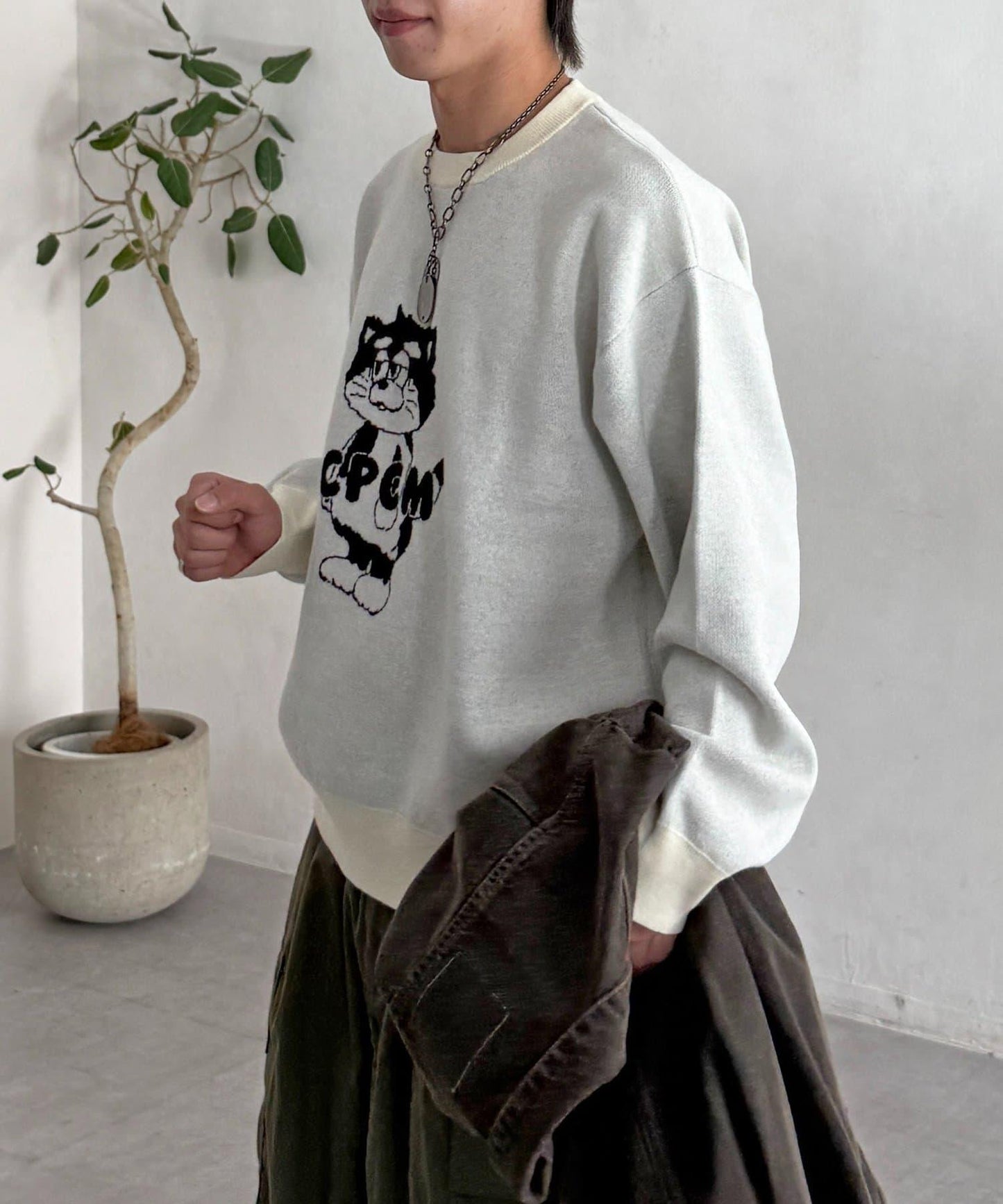 【ANYMAL】吉祥物角色衛衣風針織衫