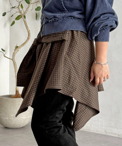 格紋包裹式迷你裙