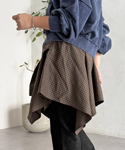 格紋包裹式迷你裙