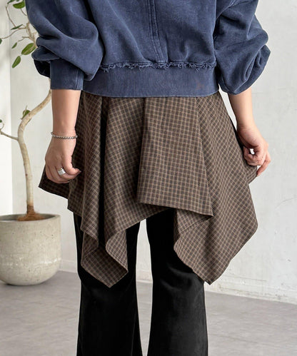 格紋包裹式迷你裙